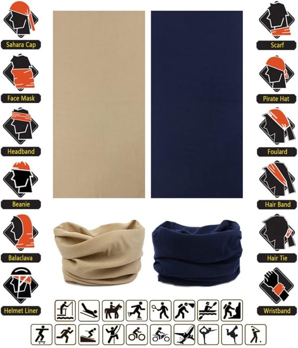 Headband Neck Gaiter Head Wrap Headwear Face Mask Magic Scarf Bandana for Men and Women - Image 2