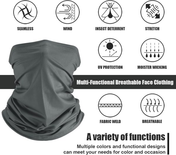 6 Pieces Summer UV Protection Cooling Neck Gaiter Face Clothing Neck Gaiter Mask Scarf Sunscreen Breathable Bandana - Image 2
