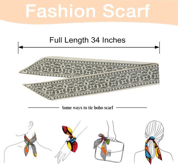 4Pcs Fashion Scarves for Women, Multifunctional Boho Scarves Headbands Satin Scarf for Bag Hair Accessories - Image 2