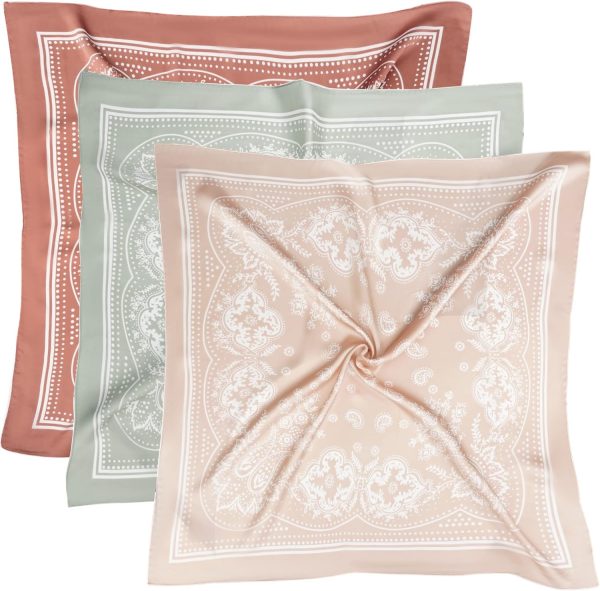 27.5 Inches Silk Head Scarf for Women Men Vintage Bandanas Satin Hair Scarf Silk Wrap Neck Square Scarves