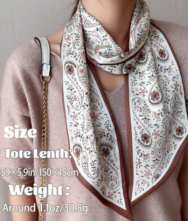 59” Long Silk Like Head Scarf Women's Fashion Square Neck Satin Scarfs for Bag Hair Scarves Gift 59 * 5.9” - Image 2