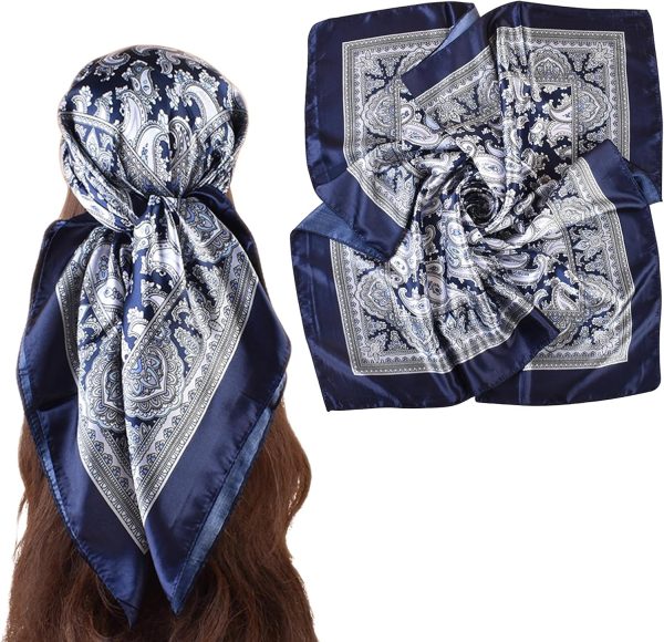 35 Inches Silk Head Scarf-Satin Hair Scarves Silk Bandana Scarf Headscarf for Women's Fashion Scarves