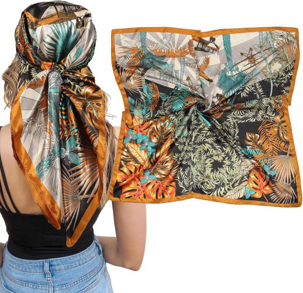 Satin Silk Scarf - Large Hair Bandana, Sleeping Wrap for Women